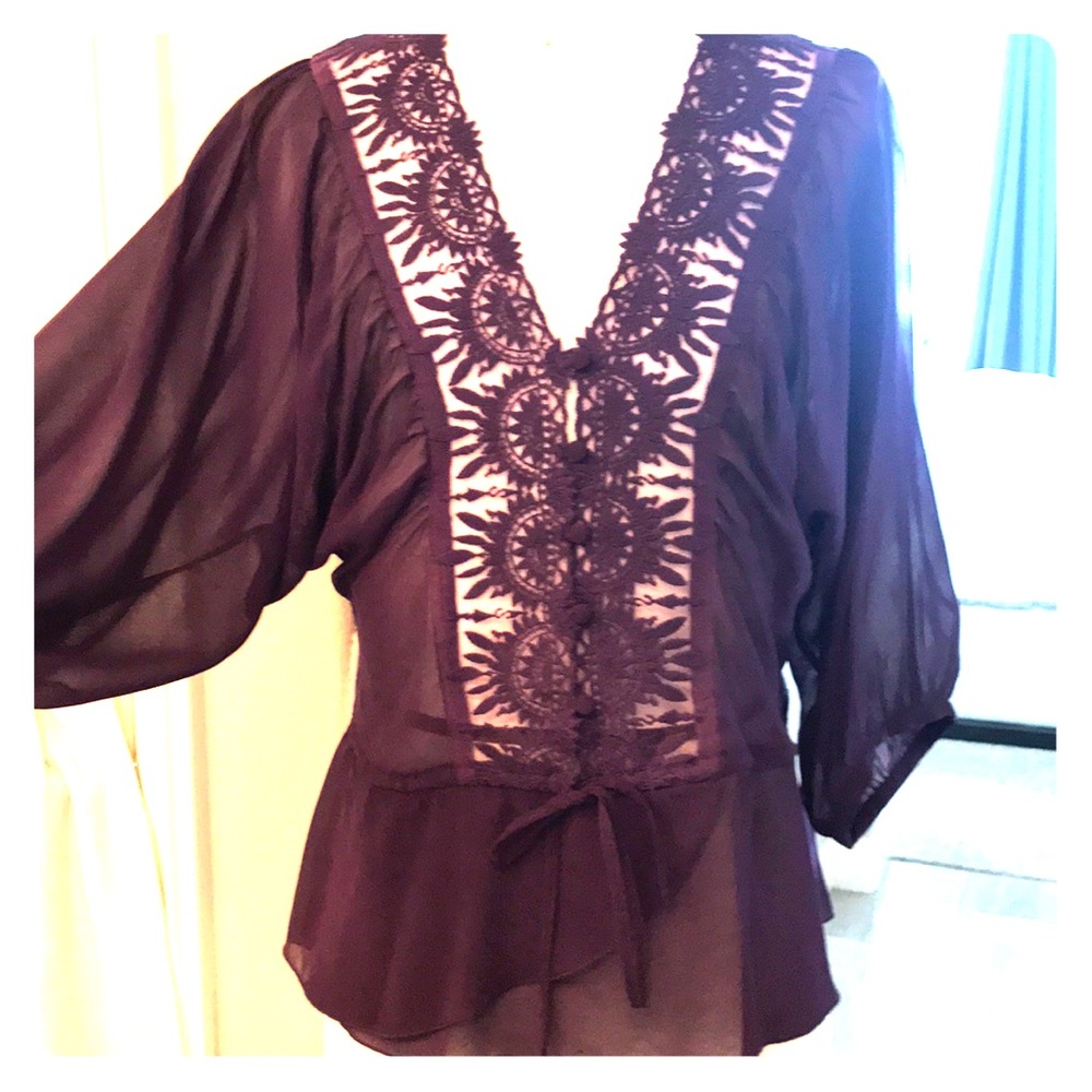 Arden B purple see through top